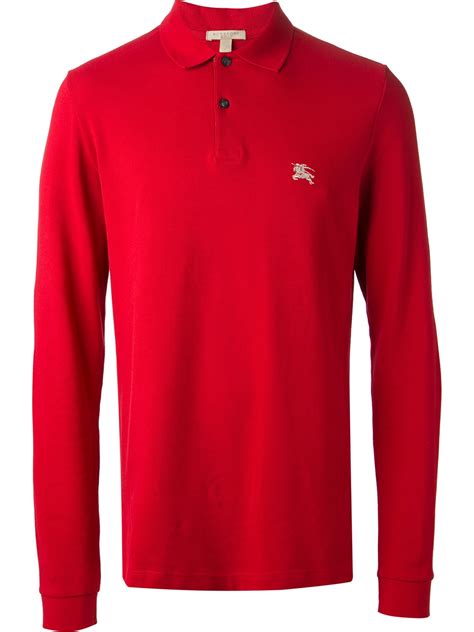 burberry long sleeve polo shirt red|Burberry polo shirt men authentic.